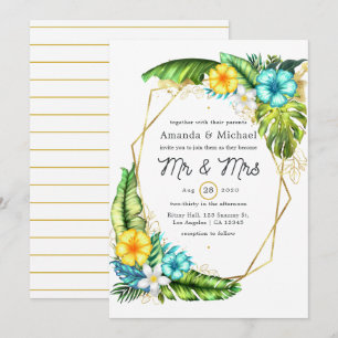 Convite Casamento de Verão na Praia Tropical Geométrica Al