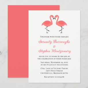 Convite Casamento de Verão na Praia Tropical Rosa Coral Fl