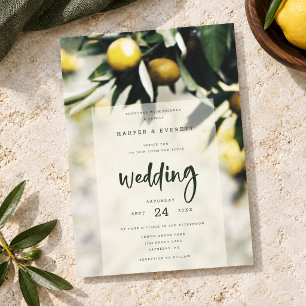 Convite Casamento de Verão no Jardim Toscano Ousado com Li