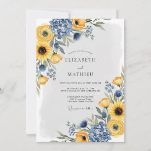 Convite Casamento de Verão Pitoresco Amarelo Dourado