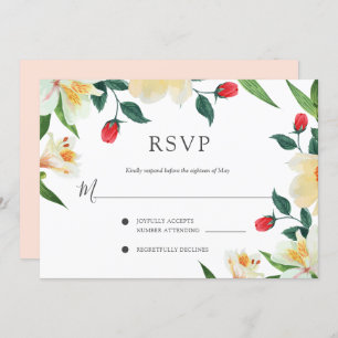 Convite Casamento de verão, quadro floral colorido RSVP