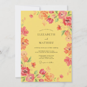 Convite Casamento de Verão Radiante Amarelo
