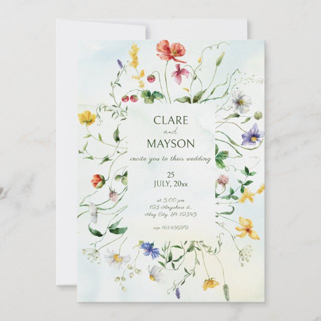 Convite Casamento de Verão Russo do Romance Verde e Branco (Frente)