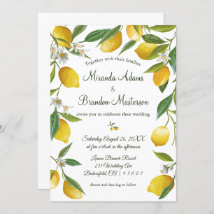 Convite Casamento de Verão Rustic Boho Lemon