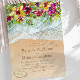 Convite Casamento de Verão Tropical na Praia
