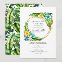 Casamento de Verão Tropical na Praia com Aquarela