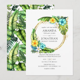 Convite Casamento de Verão Tropical na Praia com Aquarela