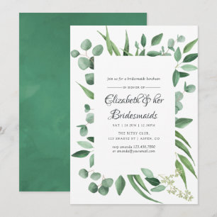 Convite Casamento de verde de eucalipto almoço de damas de