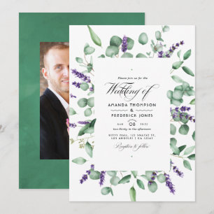 Convite Casamento de Verde de Eucalipto e Lavanda