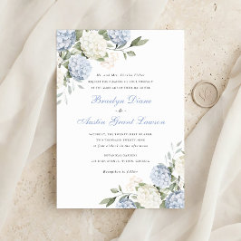 Convite Casamento de Verde e Hortênsia Azul Floral Elegant