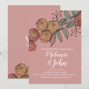 Convite Casamento de Verde Floral Botânica Cravo
