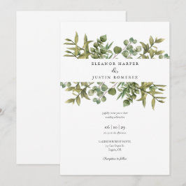 Convite Casamento de Verde Folhagem de Eucalipto da Flores
