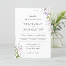 Convite Casamento de verde-vegetação plana, púrpura e maci