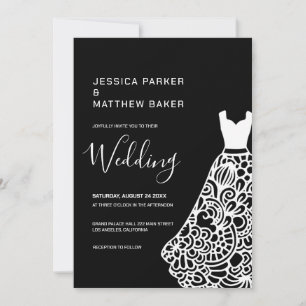 Convite Casamento de Vestido de Casamento Branco