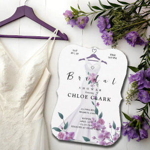 Convite Casamento de Vestido Floral de Lavanda Elegante