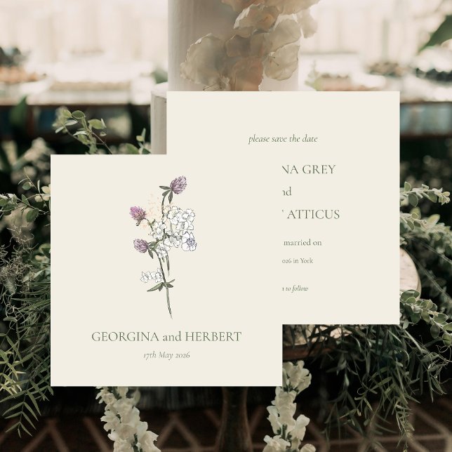 Convite Casamento de Vestuário do Cream Elegante Salve a D (Criador carregado)