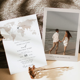 Convite Casamento de Viagem de Mapa de Aquarela de Destino