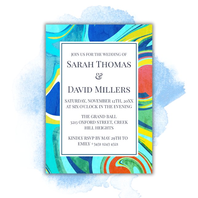 Convite Casamento de Vibrantes de Grunge Líquido Moderno (Criador carregado)