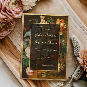 Convite Casamento de Vida Floral de Arte Fina Elegante