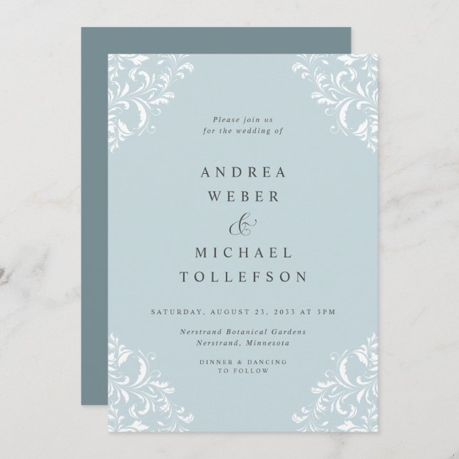 Convite Casamento de Vidro Clássico do Mar de Teal Elegant (Frente/Verso)