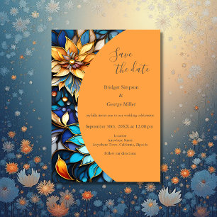Convite Casamento de Vidro Dourado e Azul