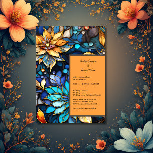 Convite Casamento de Vidro Dourado e Azul