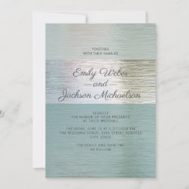 Convite Casamento de Vidro Marinho Azul Turquesa Elegante
