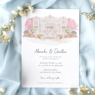 Convite Casamento de Villa com Aquarela Elegante