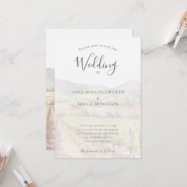 Convite Casamento de Vinha de Vinha de Aquicultura Moderna (Frente/Verso In Situ)