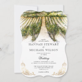 Convite Casamento de Vinha Elegante Rustic Watercolor