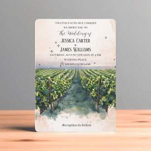 Convite Casamento de Vinha Elegante Rustic Watercolor