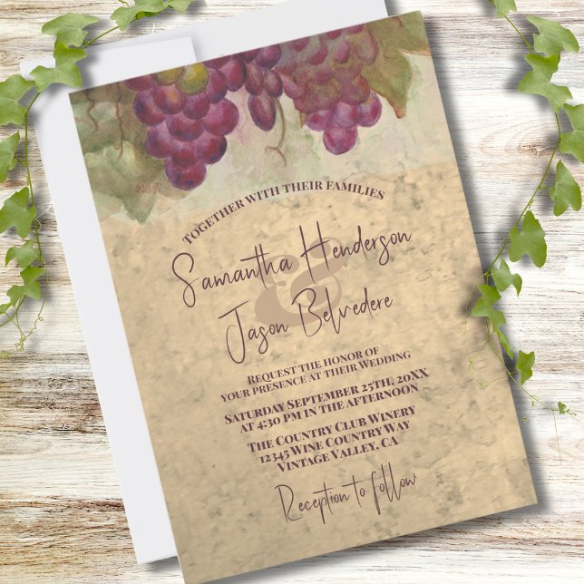 Convite Casamento de Vinha Rustic Vineyard (Criador carregado)