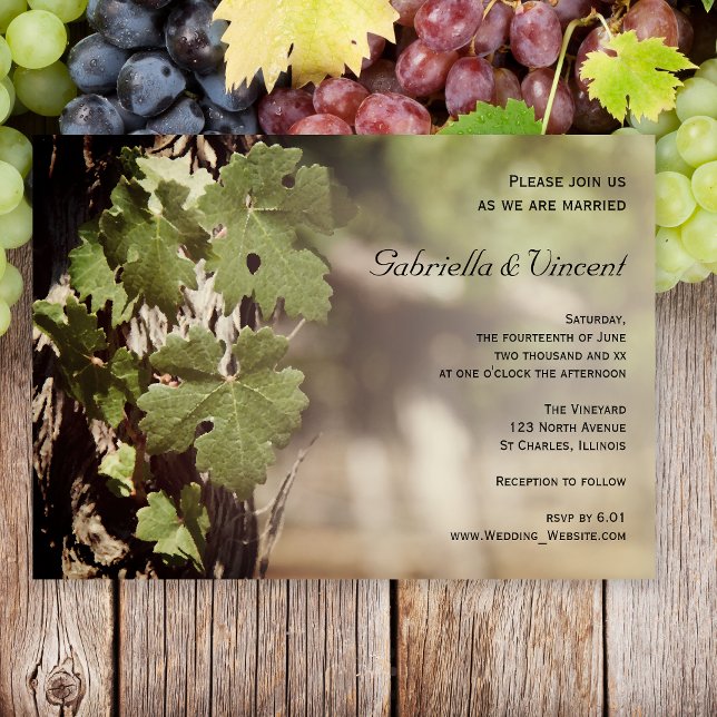 Convite Casamento de vinhas de uvas naturais (Criador carregado)