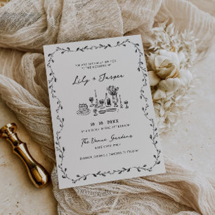 Convite Casamento de Vinhas Desenhadas À Mão Carvões