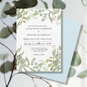 Convite Casamento de Vinhos Rústicos Eucalyptus Greenery