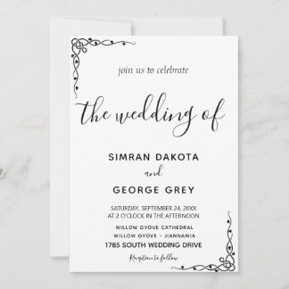 Convite Casamento de Vintage Classic, minimalista elegante