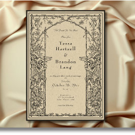 Convite Casamento de Vintage Gothic Medieval Vine Arch Bor