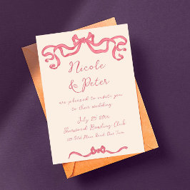 Convite Casamento de vintage retro fita desenhada à mão