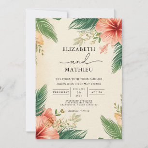 Convite Casamento de Vivid Hibiscus Palm
