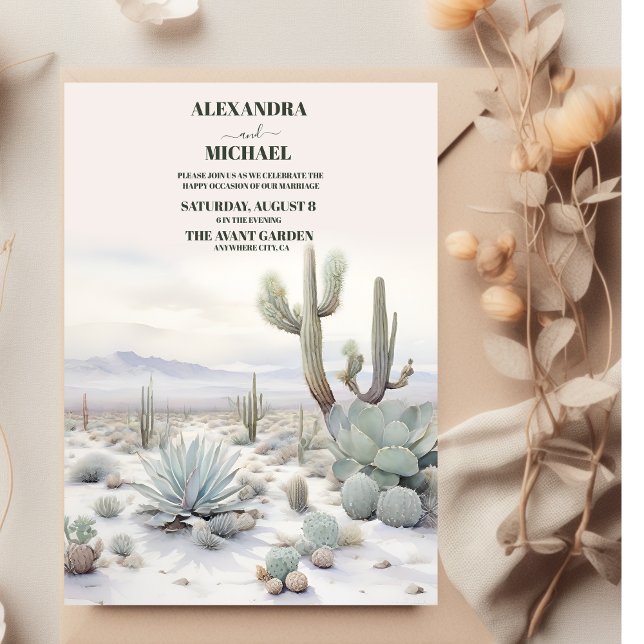 Convite Casamento de Watercolor Boho Desert Mountain (Criador carregado)