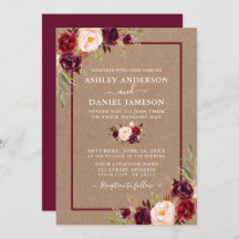 Casamento de Watercolor Burgundy Floral Kraft