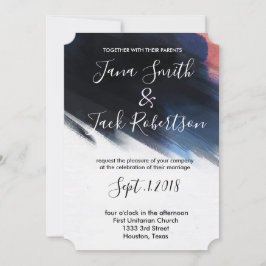 Convite Casamento de Watercolor do Marinho Moderno