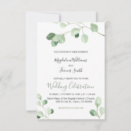 Convite casamento de Watercolor eucalyptus