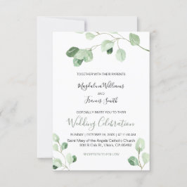 Convite casamento de Watercolor eucalyptus