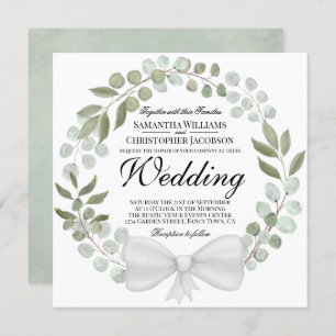 Convite Casamento de Watercolor Eucalyptus & Foliage Wreat