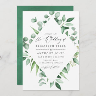 Convite Casamento de Watercolor Eucalyptus Greenery