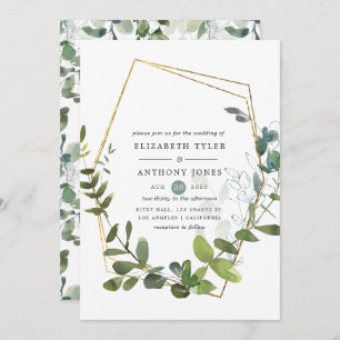 Convite Casamento de Watercolor Eucalyptus Greenery