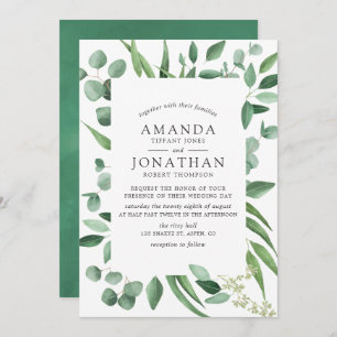 Convite Casamento de Watercolor Eucalyptus Greenery