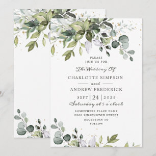 Convite Casamento de Watercolor Eucalyptus Greenery