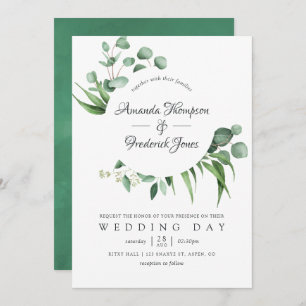 Convite Casamento de Watercolor Eucalyptus Greenery